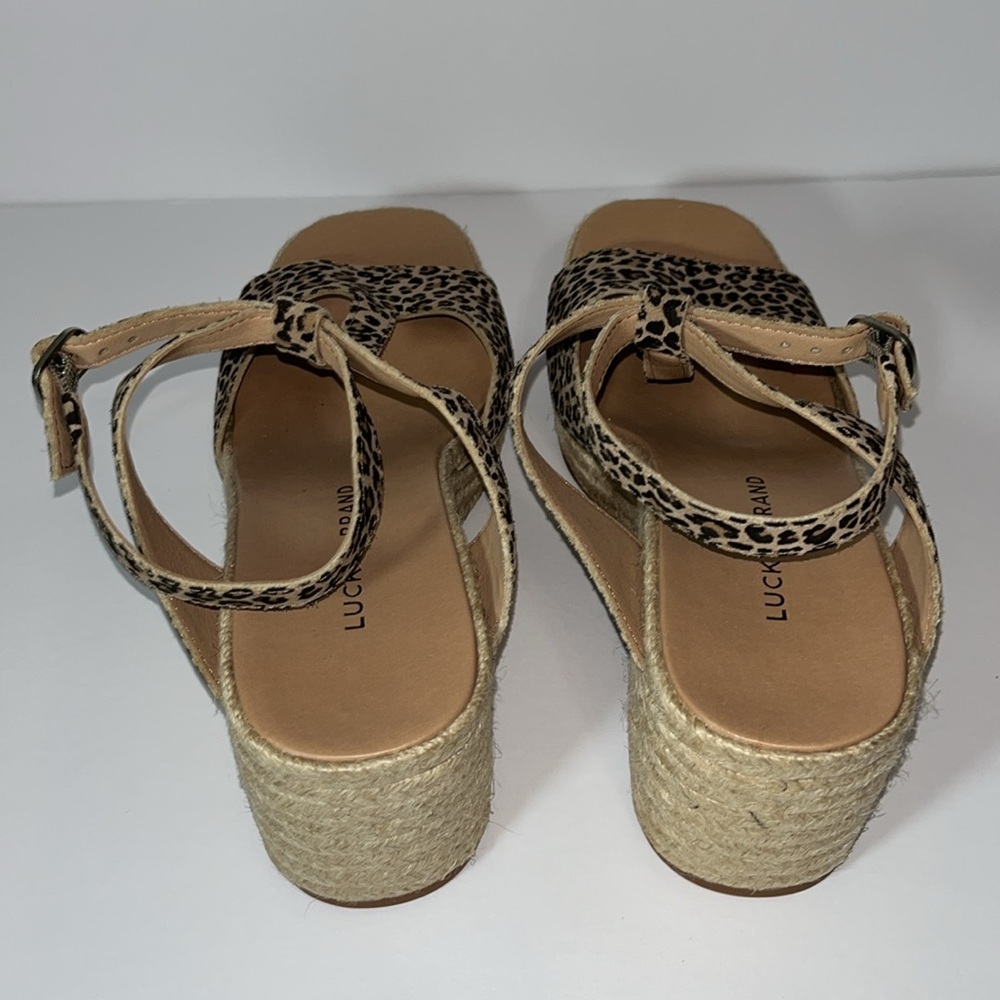 Lucky Brand • Valki Womens Leather Ankle Strap Wedge Sandals • Size 7.5 - Picture 4 of 6